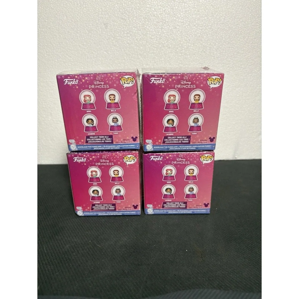 Disney Princess Funko Snow Globes Belle Tiana Jasmine Ariel Brand New Lot Of 4